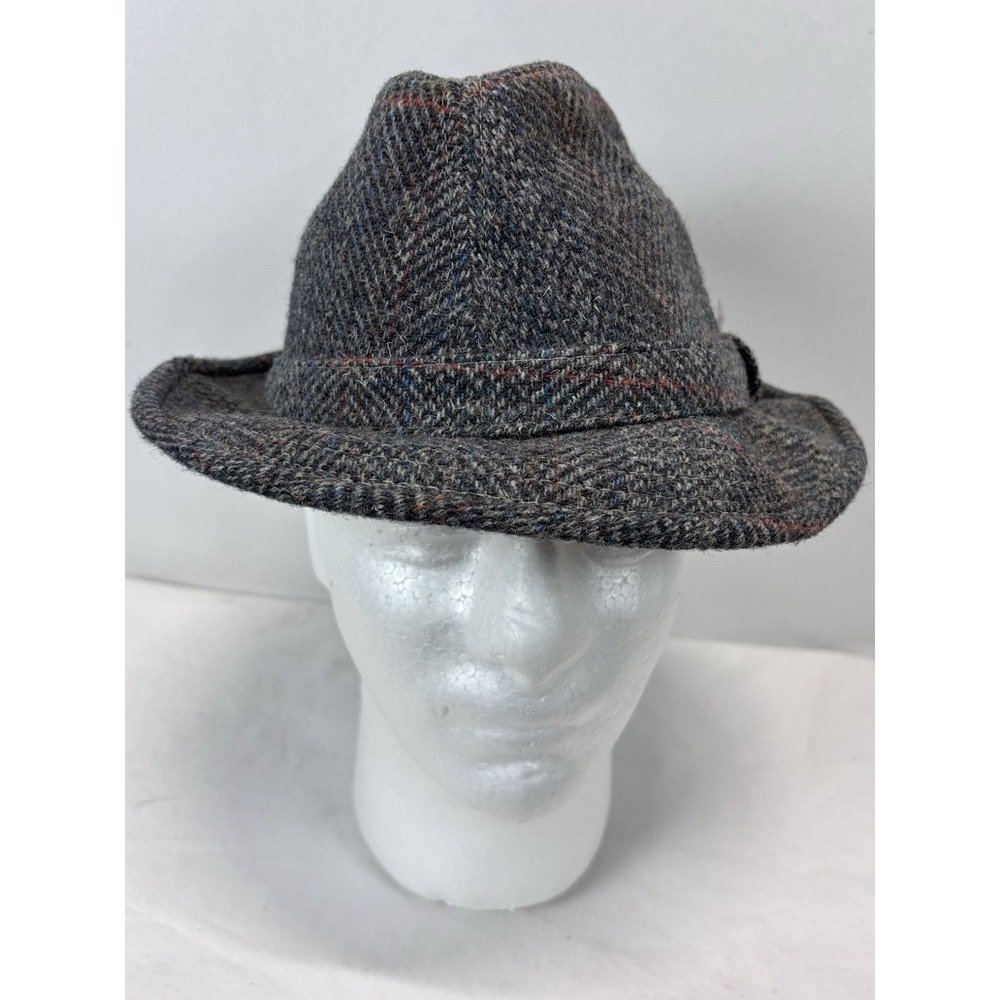 Vtg Pendleton 100% Wool Tweed Fedora Hat Sz 7 1/8 Grey Made In USA READ